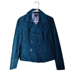 American Eagle Women's Double Breasted Blazer Jacket Blue Chunky Buttons Medium